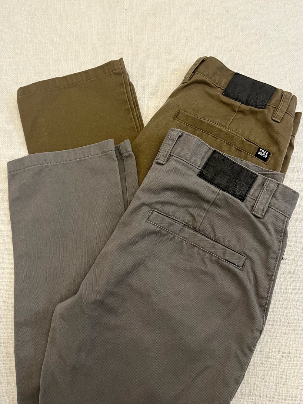 Freeworld Mens Chino Pants Slim Straight Twill Pockets W30 Gray khaki skater